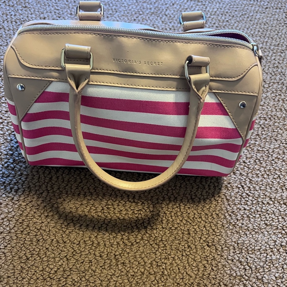 Victoria's Secret Pink and Cream Striped Satchel